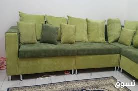 طقم كنب مخمل أخضر زاوية جديد الحالة مستخدم السعر 2 000 Sar قسم الأثاث Furniture Sectional Couch Couch