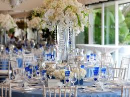 Round Table Setting White Wedding Centerpieces Blue Wedding Decorations Blue Wedding Centerpieces