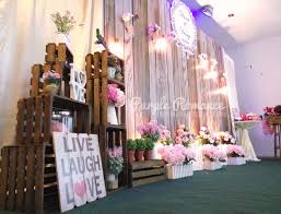 Wooden Rustic Photo Booth Backdrop At Dynasty Dragon Seafood Restaurant Kajang Malaysia Woodenrusti Wedding Decorations Easy Backdrops Rustic Wedding Decor