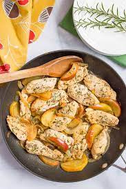 Sauteed Chicken And Apples With Rosemary Family Food On The Table