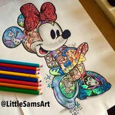 Minnie With A Whole Bunch Of Other Character Disney Artwork Disney Paintings Disney Drawings