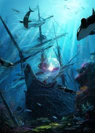 碧海の底で時は眠り続ける こちらのイラスト クラウドゲート様主催のイラストコンテスト crafe 2015 spring にてクラウド ゲート賞をいただきました ご声援くださった方 誠に 海賊アート イラスト 紅葉 景色