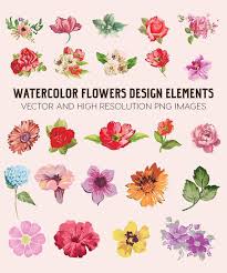 Watercolor Flower Clipart Flower Watercolor Clipart Watercolor Floral Clipart Clip Art Png Vector Eps Ai Design Elements Digital Download Flower Art Painting Flower Clipart Watercolor Flowers