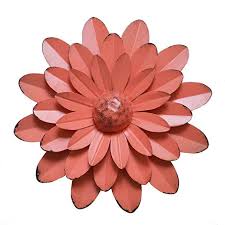 Amazon Com Giftme 5 Coral Orange Multiple Layer Flower Metal Wall Art Decor 10x2 Inch Home Kitche Metal Flower Wall Decor Flower Wall Decor Metal Wall Art