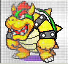 Bowser Dessin Sur Petit Carreaux Pixel Art A Imprimer Point De Croix