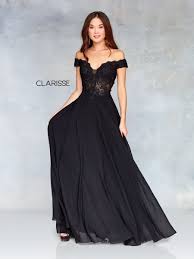 3774 Black Off The Shoulder Chiffon Dress With A Lace Top And Corset Back Flowy Prom Dresses Chiffon Dress Black Prom Dresses