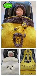 Blanket and hood are worked holding 2 strands of yarn together throughout in seed stitch and knit blanket and hood separately. Animal Hooded Baby Car Seat Blanket Knitting Pattern Baby Car Seat Blanket Baby Blanket Knitting Pattern Blanket Knitting Patterns