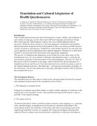 Pdf Translation And Cultural Adaptation Of Health Questionnaires | meaning, pronunciation, translations and examples. translation and cultural adaptation of