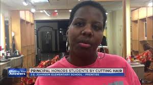 Elementary School Principal Carrie Hammond-Walker Lets Students Cut Her Hair