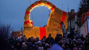 The goat is a traditional symbol for christmas in sweden. Vandals Burn Down Sweden S Gigantic Gavle Christmas Goat Yet Again