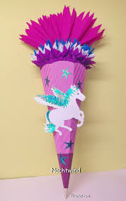 Fantastische Schultute Mit Einhorn Fur Den Zur Einschulung School Cone Unicorn For Girls First Day Of Schultute Basteln Schultute Selber Basteln Schultute