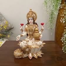Goddess Laxmi Marble Dust Idol | Indian Home Decor| Crafts N Chisel