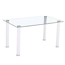 Esta mesa de cristal es perfecta para ponerla tanto en la cocina como en el salón ya que dará un estilo moderno y elegante la pongas donde. Mesa Acabado En Cristal Color Blanco Milan X 70 Cm Medidas 110 170 Cm X 75 Cm Alto Fondo Mesa De Comedor Salon O Cocina Extensible Largo Adec Lookool Ro