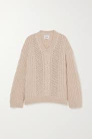 66% cotton, 34% polyamide dry clean only made in hungary model is wearing size s model is. Cream Arwan Cable Knit Sweater Nanushka Net A Porter