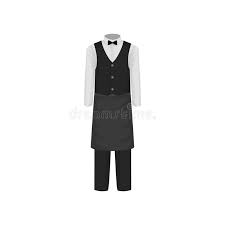 Download Uniform Of Waiter Shirt With Bow Tie Vest Pants And Apron Clothes Of Restaurant Worker Flat Vector Design Stock Vector Illustration Of Cartoon Service 136676472