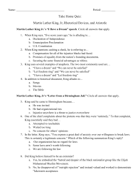 A collection of quotes by civil rights leader martin luther king jr. Name Period Take Home Quiz Martin Luther King Jr