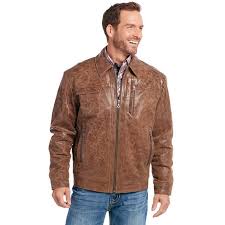 Cripple Creek Western Jacket Mens Zipper Distressed Leather L