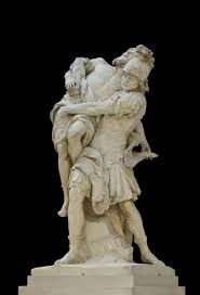 This copy (height 16cms weight c.1 kg) when acquired was described as a 'headless angel'. Statue Louvre Paris Aeneas Supports Father Anchises Escaping Burning Troy Palladium Roman Emblem Sculptor Pikist