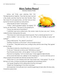 more turkey please reading comprehension worksheet by teach simple