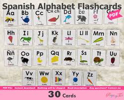 From the a to the z in spanish. Spanish Alphabet Flash Cards Printable Alphabet Picture Etsy