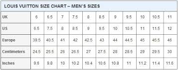 Louis Vuitton Size Chart In 2019 Louis Vuitton Shoe Size