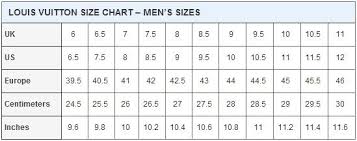 louis vuitton size chart in 2019 louis vuitton shoe size