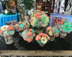 Maybe you would like to learn more about one of these? Woods Flowers Temple Texas Lovely Centerpieces For A Bridal Shower Gerbera Daisies C With Images Blue Wedding Centerpieces Rustic Burlap Wedding Rustic Wedding Blue