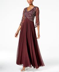 J Kara Beaded Empire Waist Gown Dresses Women Macy S Red Beaded Dress Mother Of The Bride Dresses Long Empire Waist Gown