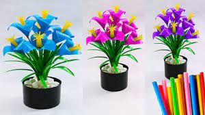 Peluang bisnis kerajinan dari botol plastik. Membuat Bunga Dari Sedotan Yang Sederhana Dan Simple 2 Diy Straw Youtube