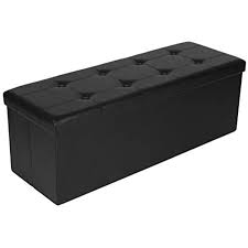 Black And White Ottoman Bench Songmics 43 Faux Leather Folding Storage Ottoman Bench Storage Chest Footrest Padded Seat Blac Storage Ottoman Bench Folding Storage Ottoman Storage Ottoman