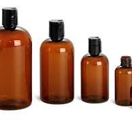 2 oz AMBER 20-410 PET SQUAT Boston Round Bottle w/ Disc Cap