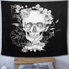 It is more about personal preferences and what you find appealing. Amazon Com Tapestry For Bedroom Aesthetic Skull Tapestry Floral Gothic Thick Mystic Tapestry Black And White Tapestry Wall Hanging Decor For Bedroom Live Streaming Halloween Home Kitchen