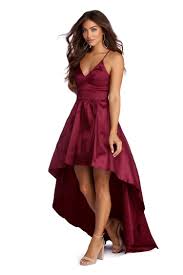 Isla Burgundy Formal High Low Taffeta Dress High Low Dress Formal Winter Ball Dresses Military Ball Dresses