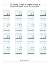 The 2 Digit By 2 Digit Multiplication With Grid Support C Math Worksheet Multiplication Math Worksheet Math Drills