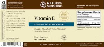 Labels on natural vitamin supplement bottles present a challenge to manufacturers: Vitamin E By Nature S Sunshine