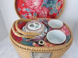 Vintage Japanese Porcelainware Acf Tea Basket Set Hong Kong Etsy Asian Tea Ceremony Hand Decorated Porcelain Tea Set