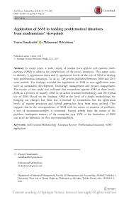 Application Of Ssm In Tackling Problematical Situations From Academicians Viewpoints Request Pdf