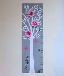 canvas growth chart bling tree pink flower by