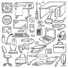 Hand Drawn Doodle Computer Set Stock Foto 46564530 Computer Drawing How To Draw Hands Computer Set