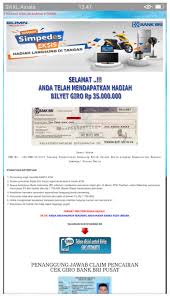 Lisateavet bank bri unit diponegoro kohta leiate veebisaidilt www.bri.co.id. Undian Bri Simpedes Berhadiah Bilyet Giro Senilai Rp35 Juta Ini Faktanya