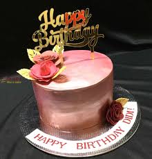 Peanut butter + chocolate crunch. Online Birthday Cakes Delivered In Bangalore Delicious Rose Gold Cake For Her Order Online Birthday Babyshower Wedding Cake
