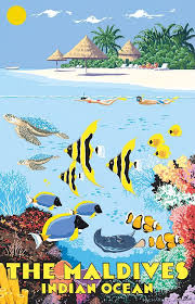 Les Maldives Poster Touristique Vintage Travel Posters Retro Travel Poster Vintage Posters