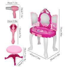 Zimtown kids vanity set makeup play table dress mirror desk with chair drawer pink. Princess Dressing Makeup Table Princess Girls Kids Vanity Table And Chair Beauty Play Set With Mirror Working Hair Dryer Pretend Princess Girls Makeup Accessories Pink Birthday Gift Walmart Com Walmart Com