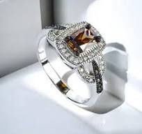 925 Sterling Silver Chocolate Diamond Ring