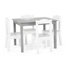 Kid S 5 Piece 72 X 48 Novelty Activity Table Chair Set White Kids Table Wooden Table And Chairs Kids Table And Chairs