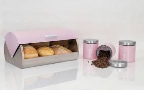 White tea coffee sugar canisters the range. Sq Professional Dainty Range Bread Bin Canisters Set
