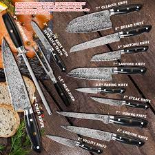 $354 $265 after the 25% discount. Everrich Kitchen Knife Set Stainless Steel Blades Damascus Laser Chef Knife Santoku Utility Paring Cooking Tools Kitchen Knives Buy At The Price Of 26 74 In Aliexpress Com Imall Com