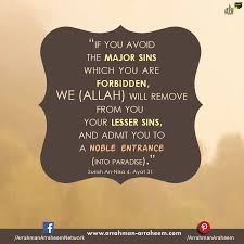 If You Will Avoid The Major Sins Which You Are Forbidden We Allah Will Remove From You Your Lesser Sins And Quran Verses Inspirational Quotes Quran Surah