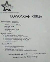 Loker banjar terbaru desember 2020. Lowongan Kerja Bioskop New Star Cineplex Banjar Lupy Hakim 2