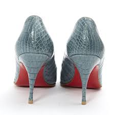 Crocodile Heels Christian Louboutin Blue Size 37 5 Eu In Crocodile 5856625